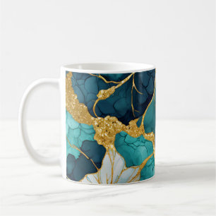 Mug Fleur Japonaise Sarcelle Or