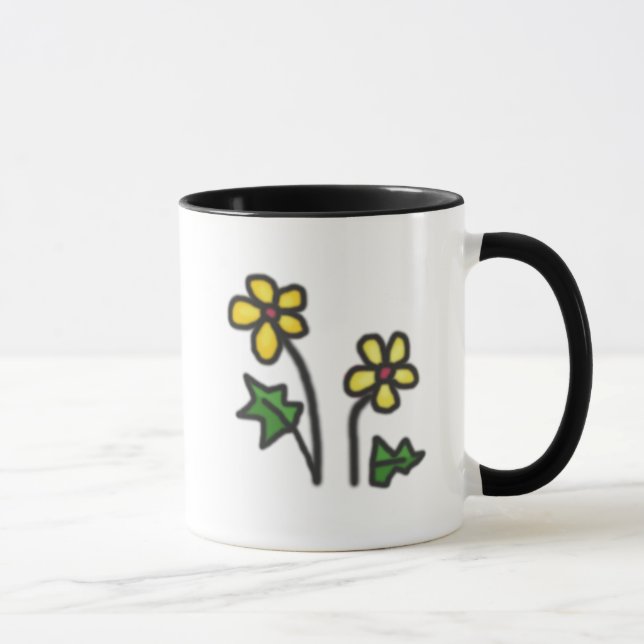 Mug Fleur Jaune Douce Tirée (Droite)