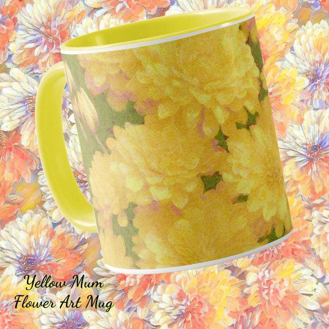 Mug Fleur Jaune maman Art Jardin Coupe de Musique (Pretty Chrysanthemum flower garden art mug.)