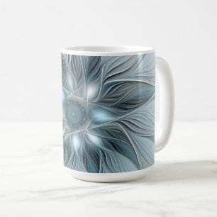 Mug Fleur joyeuse abstraite fleur bleue grise fractale