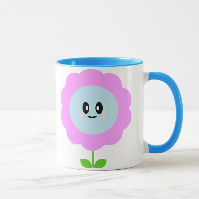 MUG FLEUR KAWAII BLEU VIOLET (Droite)