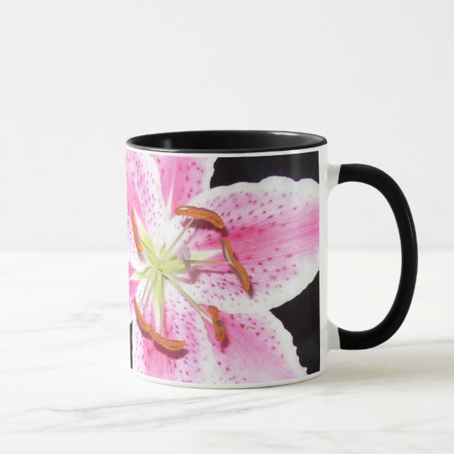 Mug Fleur Lily rose en noir (Droite)
