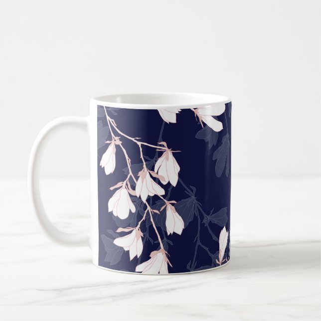 Mug Fleur Magnolia sans couture motif avec fleur blanc (Gauche)