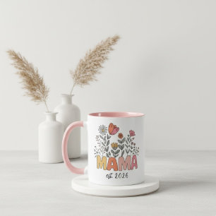 Mug Fleur Mama Est Année Conception Fleur Sauvage