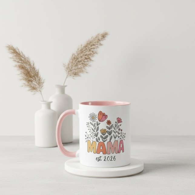 Mug Fleur Mama Est Année Conception Fleur Sauvage (Créateur téléchargé)