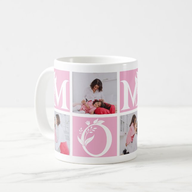 Mug Fleur modifiable couleur Maman Lettre Fête des mèr (Devant gauche)