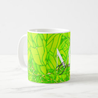 Mug Fleur Monogram Green et Faux Gold