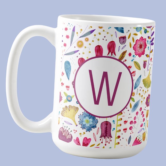 Mug Fleur Monogramme (Créateur téléchargé)