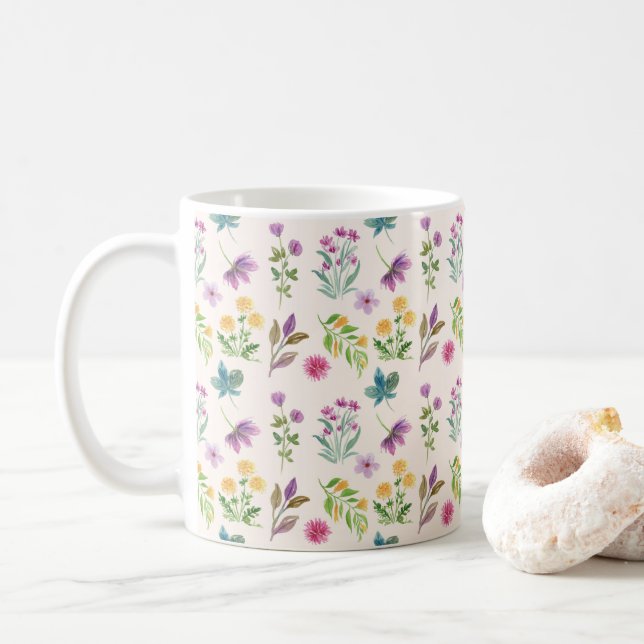 Mug Fleur Motif Printemps Floral Classique (Avec donut)