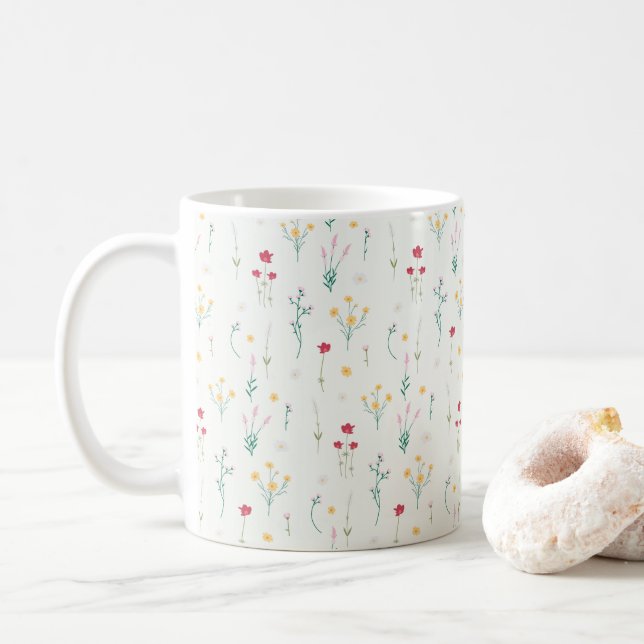Mug Fleur Motif Printemps Floral Classique (Avec donut)