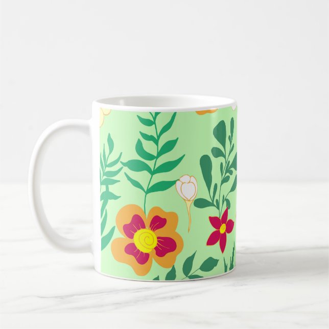 Mug Fleur motif sans couture et décoration de la maiso (Gauche)