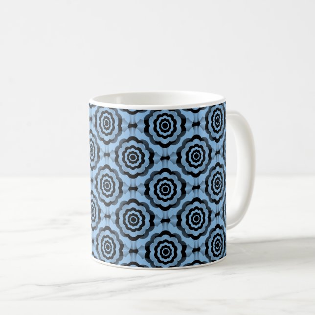 Mug Fleur noire bleue Motif sans couture (Devant droit)