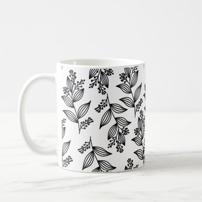 Mug Fleur noire Motif Botanique Blanc foncé (Gauche)