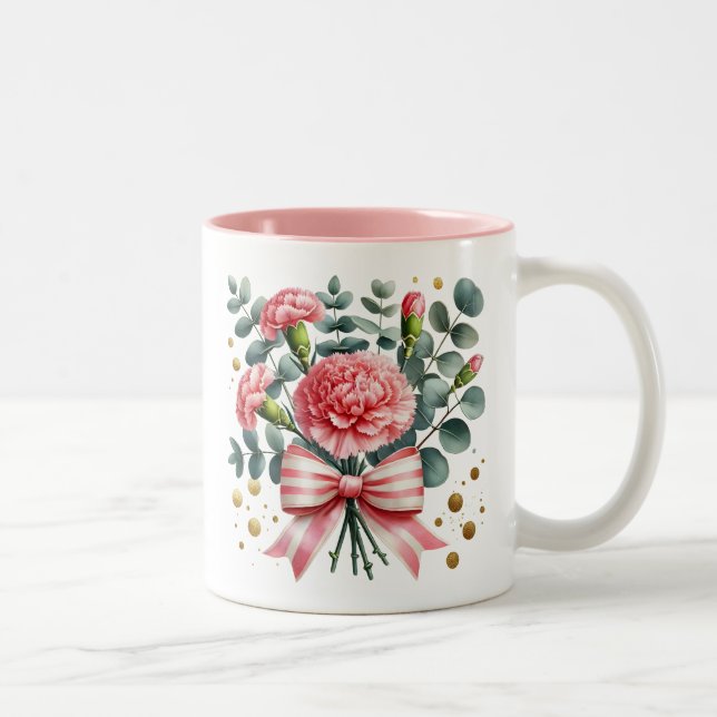 Mug Fleur Œillet Rose, Tasse à Café Fleurie (Droit)