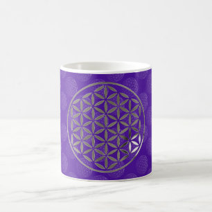 Mug Fleur Of Life 1 - Timbre en argent motif violet