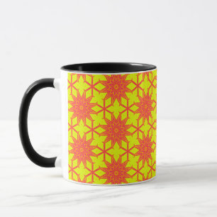 Mug Fleur Orange Starburst Sur Fond Jaune 