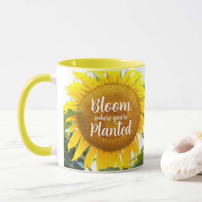 Mug Fleur où vous êtes planté Tournesol Jaune (Avec donut)
