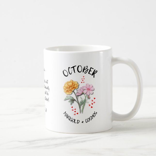 Mug Fleur personnalisée de mois de naissance d'OCTOBRE (Droite)