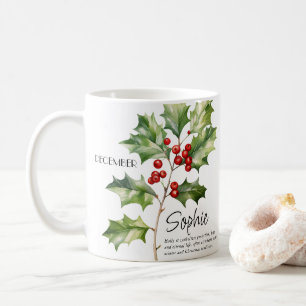 Mug Fleur personnalisée du mois de naissance décembre