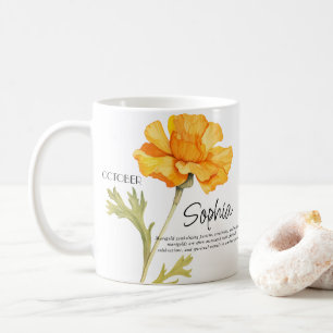 Mug Fleur personnalisée du mois de naissance octobre