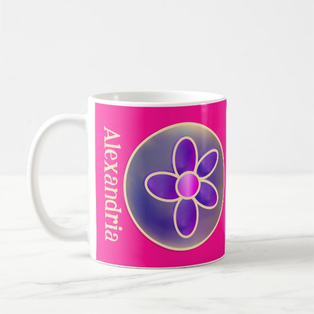 Mug Fleur personnalisée Rose chaud (Gauche)