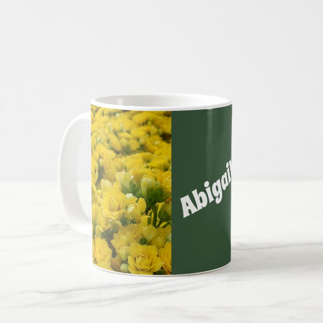 Mug Fleur Photo Bright Jaune Champ de fleurs Floral (Devant gauche)