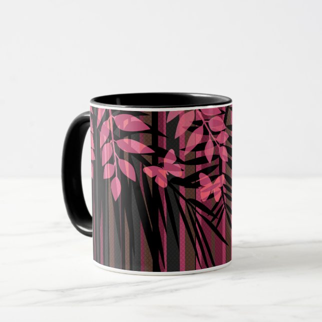 Mug Fleur, rayé, rétro (Devant gauche)