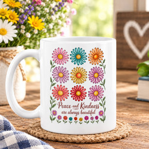 Mug Fleur Rétro Paix et Gentillesse