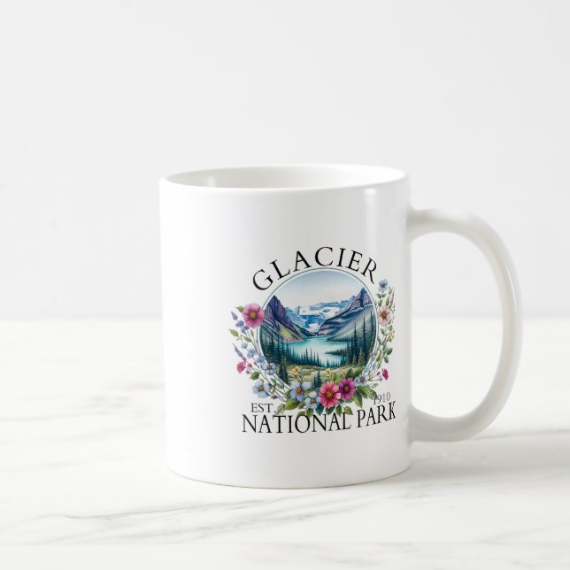 Mug Fleur Rétro Parc National de Glacier Randonnée Cam (Droite)