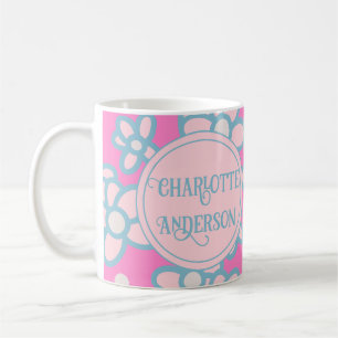 Mug Fleur rétro rose personnalisée