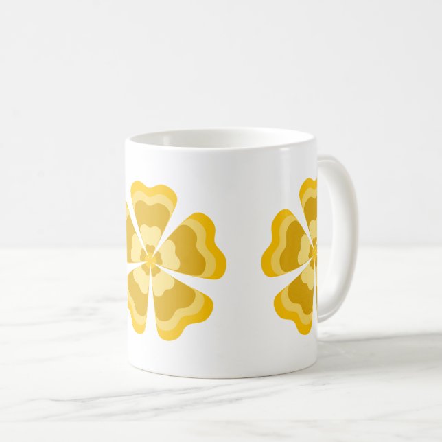 Mug Fleur Rétro Stylisée Jaune  (Devant droit)