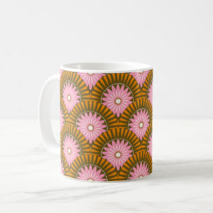 Mug Fleur rétro Sunrise - Rose et marron