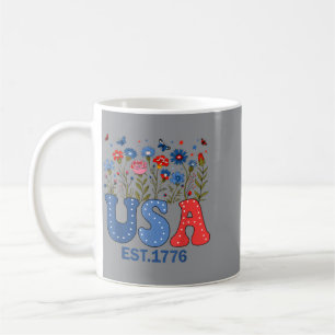 Mug Fleur Rétro Usa 1776 Fête Nationale Fleur Sauvage