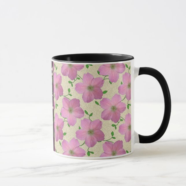 Mug Fleur rose botanique d'été doux avec le nom (Droite)