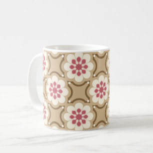 Mug Fleur rose et beige
