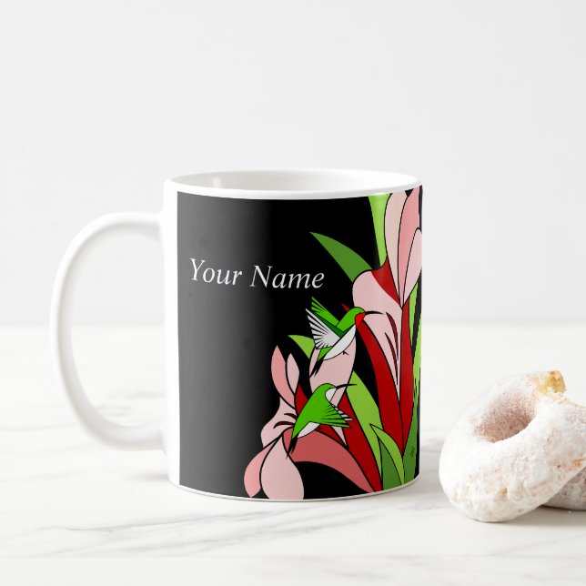 Mug Fleur Rose Et Colibri (Avec donut)