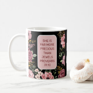 Mug Fleur rose et noire Proverbes 31