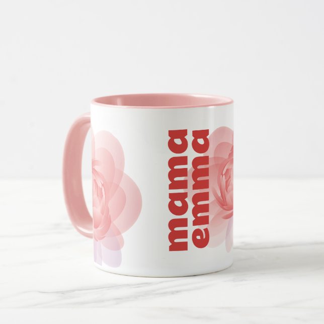 Mug Fleur Rose Personnalisée Cadeau personnalisé p (Devant gauche)