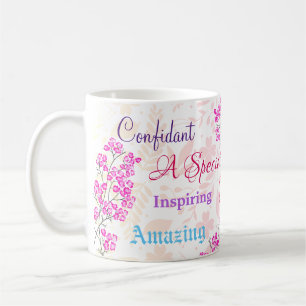 Mug Fleur rose Soeur spéciale coeur réfléchi