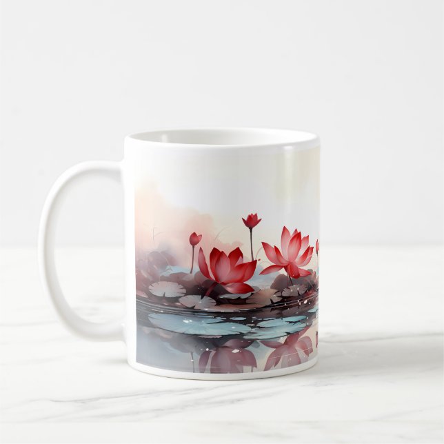 Mug Fleur Rouge Lotus Sur Votre Musique (Gauche)