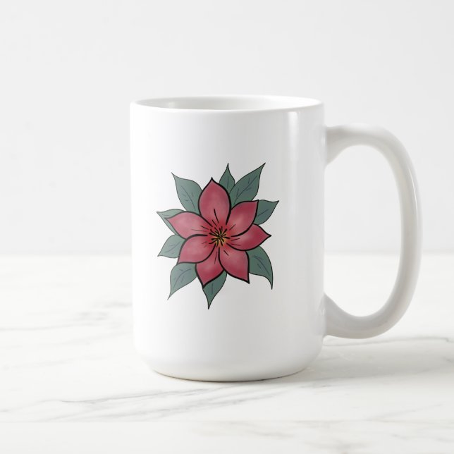Mug Fleur rouge minimaliste (Droite)