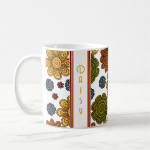 Mug Fleur Rouge Vert Jaune Orange Rétro 1970