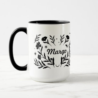 Mug Fleur sauvage botanique Nom personnalisé céleste