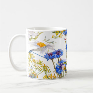 Mug Fleur sauvage : couleur bleu foncé bleu clair