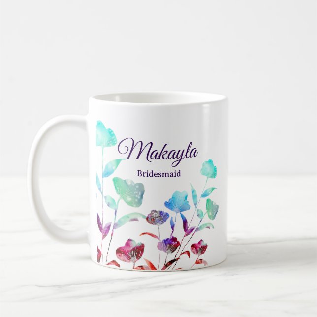 Mug Fleur sauvage d'aquarelle Cadeau de femme de chamb (Gauche)