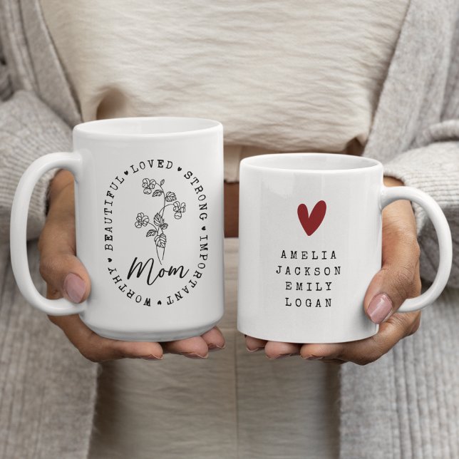 Mug Fleur sauvage de la fête des mères Maman Mama Noms (Créateur téléchargé)