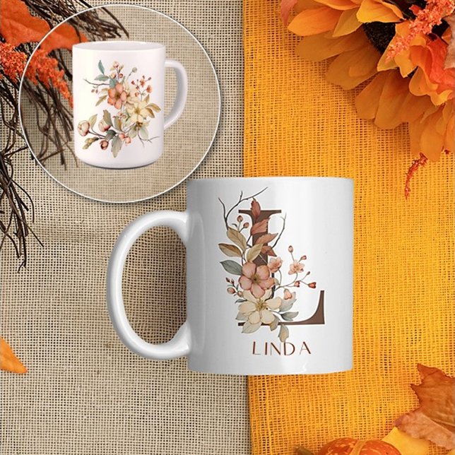 Mug Fleur sauvage Jardin d'automne initial L (Créateur téléchargé)