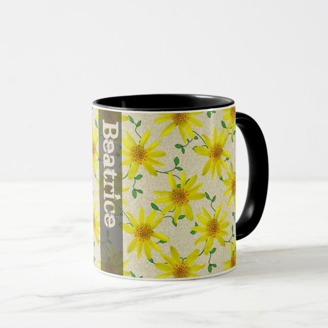 Mug Fleur sauvage jaune botanique d'été doux avec le (Devant droit)
