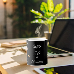 Mug Fleur sauvage noir jaune 50 fabuleux anniversaire