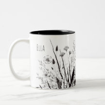 Mug Fleur sauvage personnalisé avec écriture